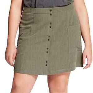 UNIVERSAL THREADS | Olive Green Linen‎ Blend Mini Skirt | Skirts